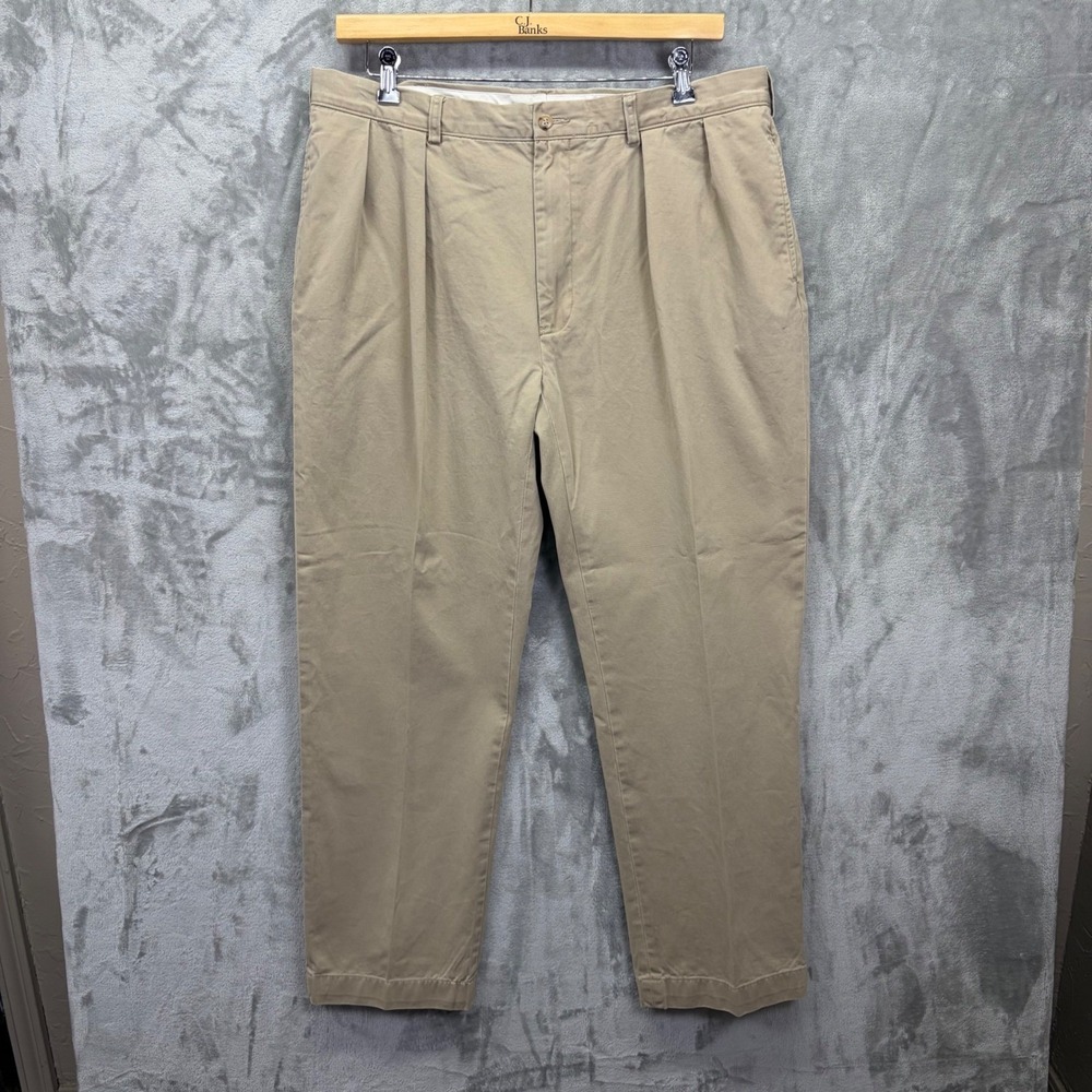 Polo Ralph Lauren Mens Double Pleated‎ Chino Pants 40/32 Khaki Tan 100% Cotton